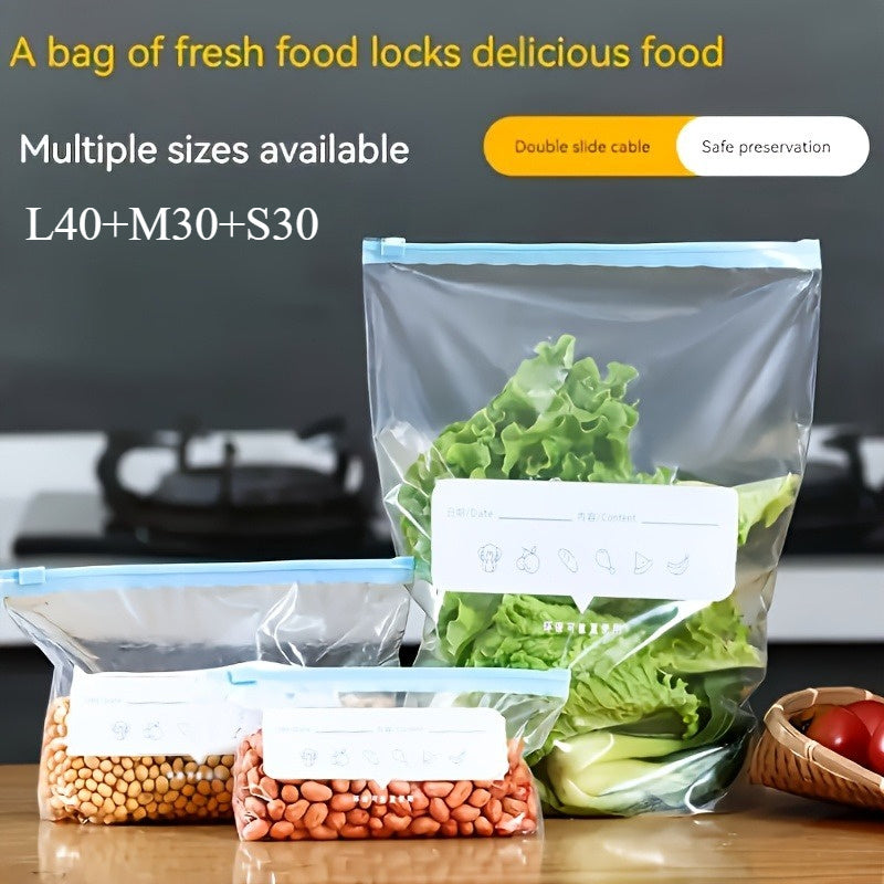 100pcs Combination Pack with Three Specifications, Zipper Fresh-Keeping Bags, Food Classification Storage Bag, Food Preservation Sealing Bag, Suitable for Fruits, Grains, Vegetables And Meat, Kitchen Storage And Storage, Kitc