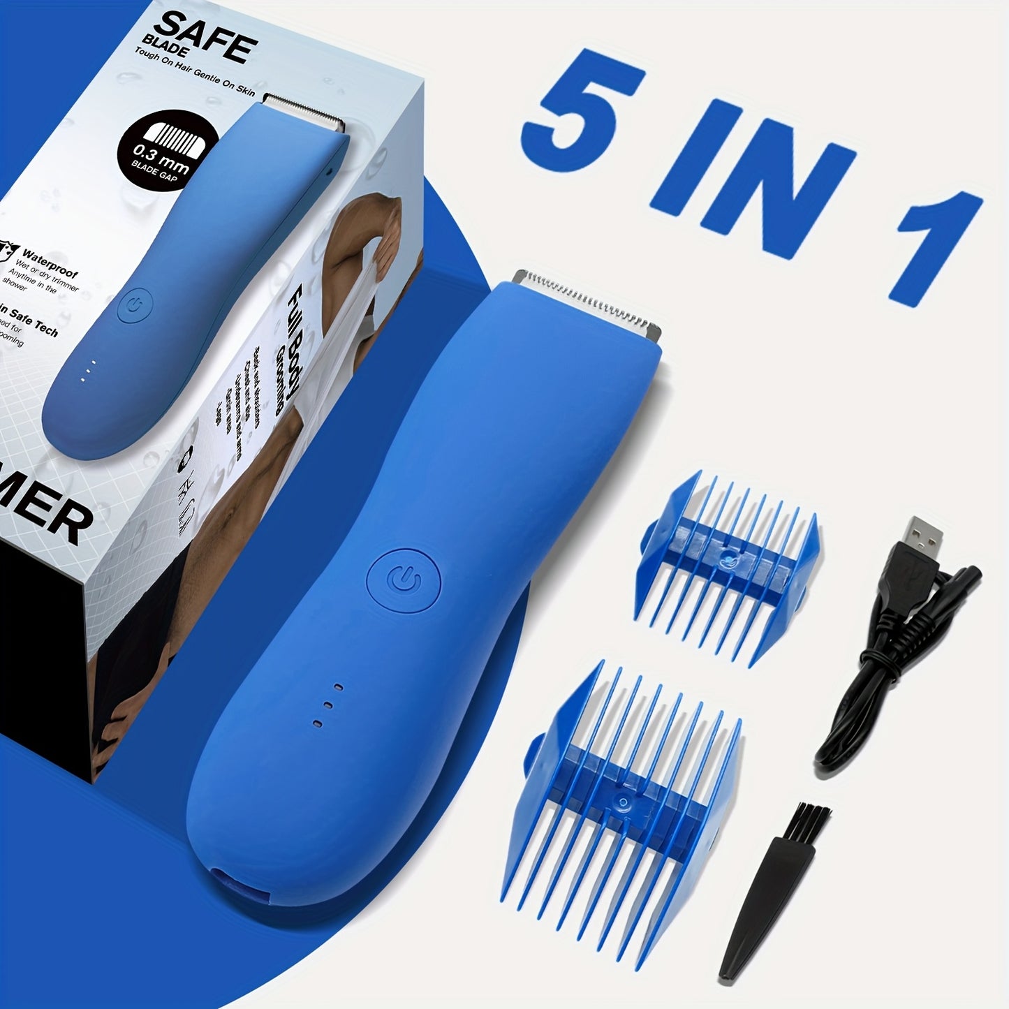 YAFULL Professional Body Groomer with IPX6 Replacement Blades - USB Rechargeable, 800mAh Lithium Battery, Ceramic Blade for Men'S Belly & Body Hair Trimming, Electric Shaver for Bikini & Men'S Grooming, Ideal Gift for Loved O