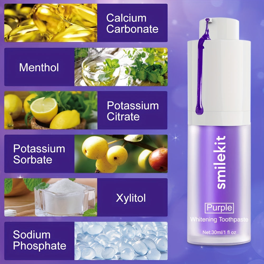Minty Fresh Purple Whitening Toothpaste - Deep Clean, Gentle on Gums, Freshens Breath, Portable for Travel & Home Use