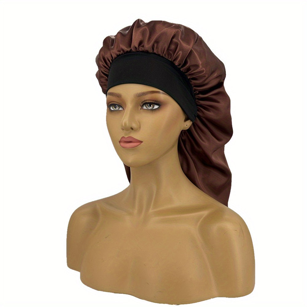 Silky Long Bonnet For Sleeping Solid Color Night Cap For Women Hair Care Tools For Sleeping In Overnight