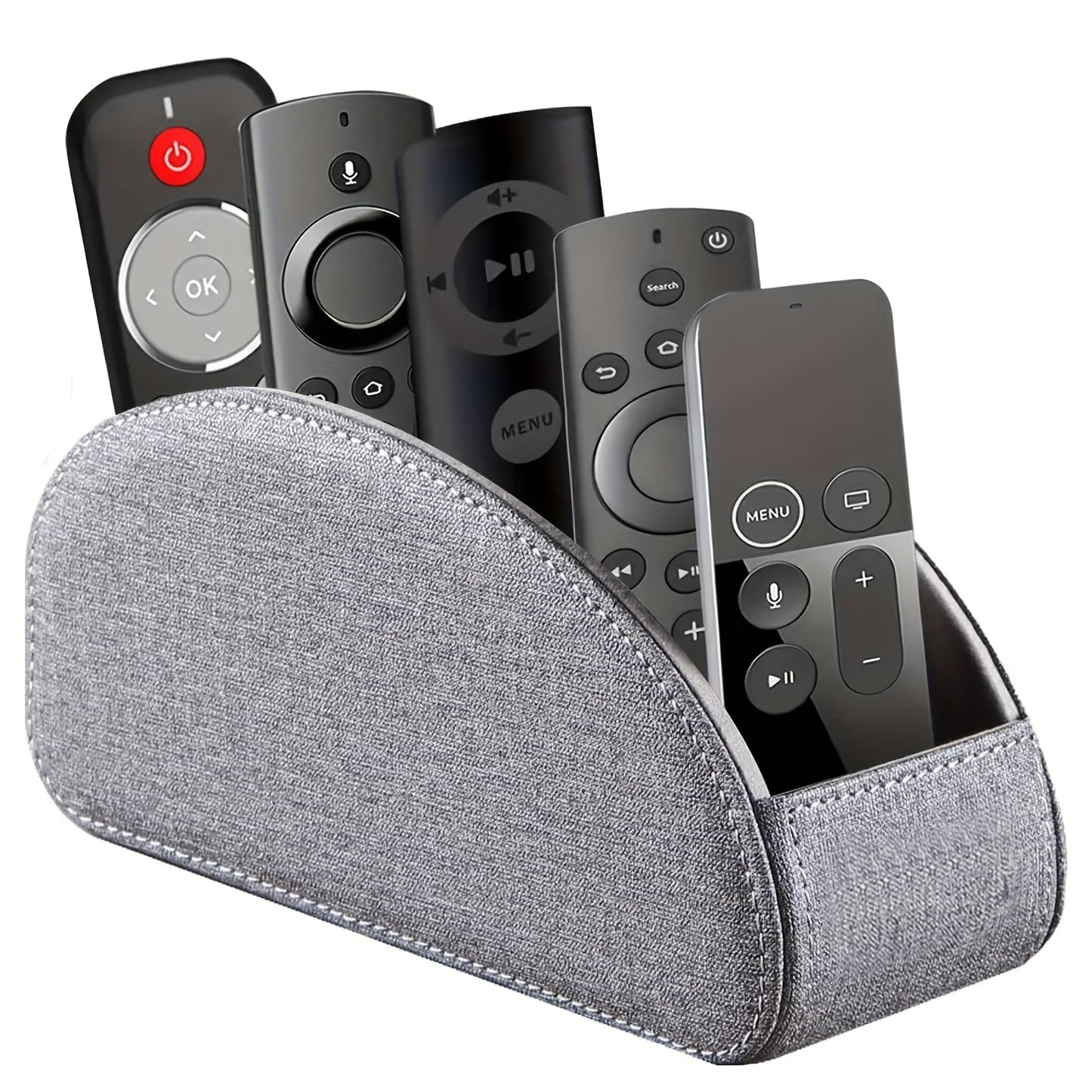 MILITWO 5-Compartment Faux Leather Remote Control Holder - Versatile Desktop Organizer for Appliance Controllers, Brushes, Eyeglasses & Office Supplies - Compact Storage Box with Pen Holder, Ideal for Home & Office Desk Organ
