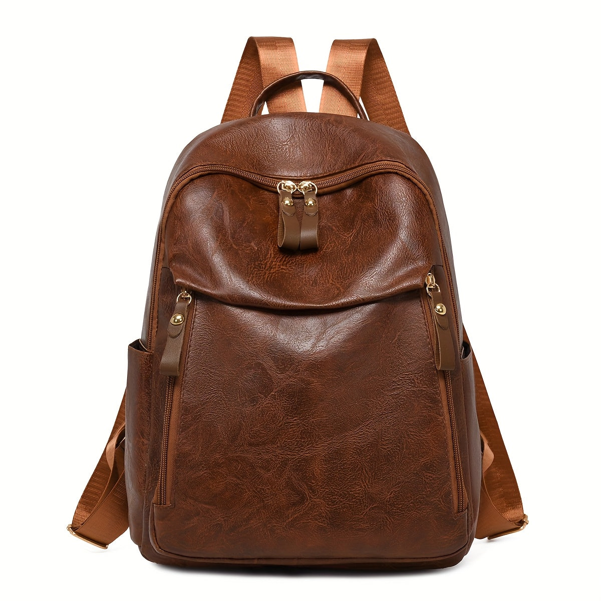 Women's Stylish Backpack with Adjustable Shoulder Straps & Golden-Tone Hardware - Zipper Closure, Multiple Compartments for, Travel, Shopping, Work - Christmas Gift (Deep Brown/Green/Black)