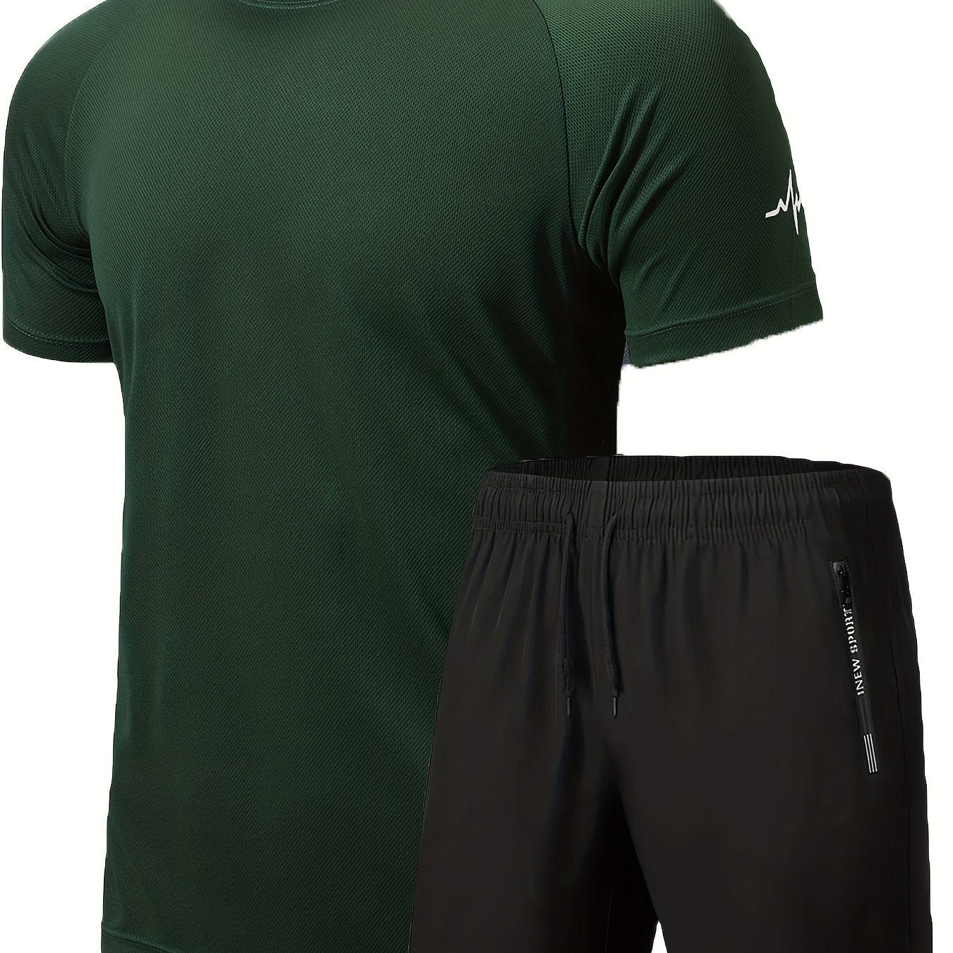 Men's 2Pcs Outfit, Solid Workout Short Sleeve T-shirt & Drawstring Shorts For Basketball Football Exercise Training Running Gym
