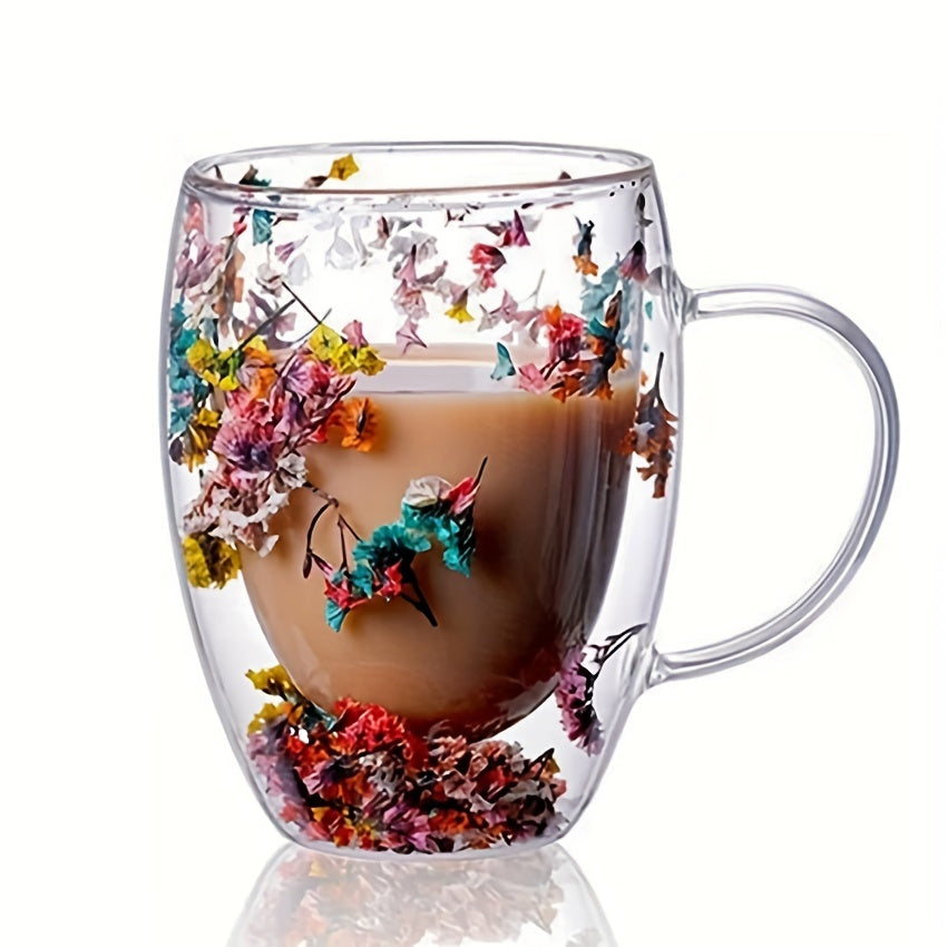 350ml, Double-layer Glass Coffee Mug, Clear Water Cup For Cappuccino Tea Espresso Latte, Hot Beverages Glasses, Birthday Gift For Women Her