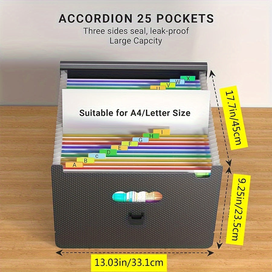 1pc Or 2pcs 25 Pockets A4 Accordion Folder, 25 Grids Multifunctional Flip Folder, Office Document Storage Bag, Test Paper Test Organizer Bag, Back To School Supplies, Office Supplies Project Folder