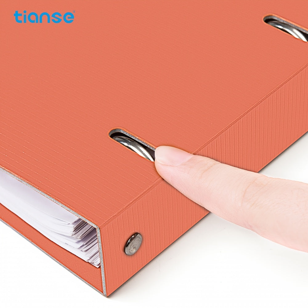 1pc TIANSE 4 Hole File Folder, A4 Size, 200 Sheets Capacity, Binder Folder Perfect For Classified Management Of Office Home School Student Documents Test Papers