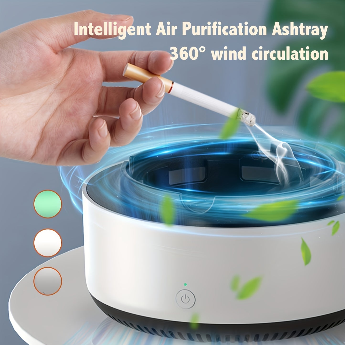 Smart Ashtray Air Purifier - Instant Odor Elimination, Battery-Powered (AA Batteries Not Included), Perfect for Home & Gifts
