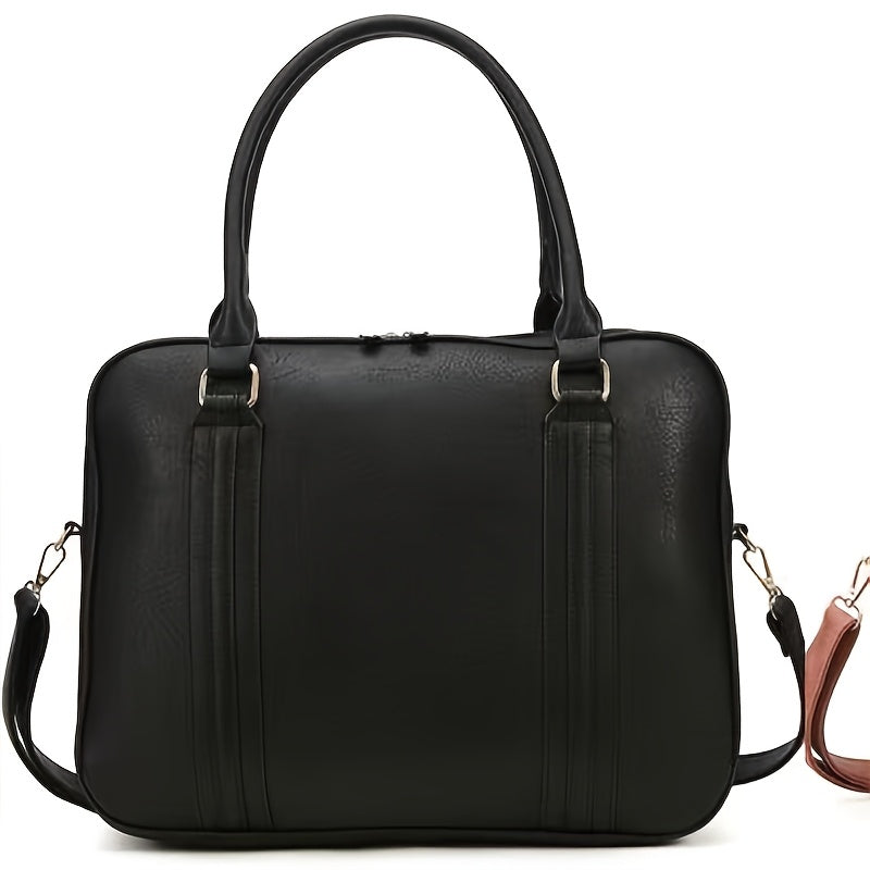 Vintage-Style Large Capacity Laptop Bag for Men & Women - Adjustable Crossbody Shoulder Bag with Detachable Strap, 3 Compartments, Tablet Pocket, Lightweight Durable Design for Office, Commuting & Travel, Laptop Carrying Case