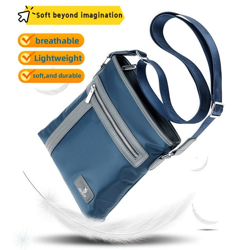 Men's Crossbody Laptop Bag with Tablet Pocket - Heavy-Duty Convertible Messenger Bag, Adjustable Strap & Zippered Compartments, Golden-Tone Hardware - Compatible with 38.1cm Laptop/ Tablet - Navy Blue for Travel, Work, School