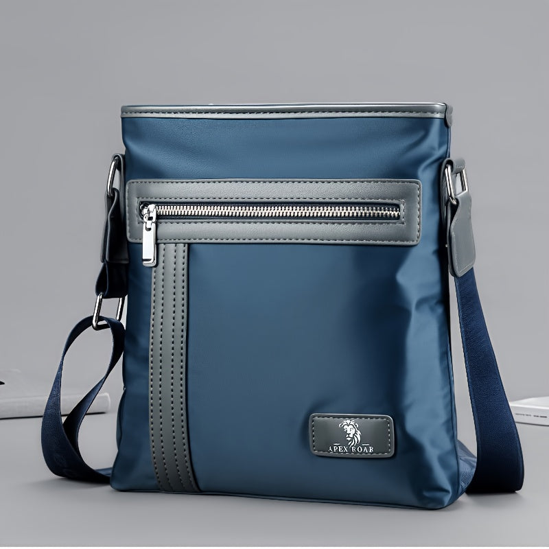 Men's Crossbody Laptop Bag with Tablet Pocket - Heavy-Duty Convertible Messenger Bag, Adjustable Strap & Zippered Compartments, Golden-Tone Hardware - Compatible with 38.1cm Laptop/ Tablet - Navy Blue for Travel, Work, School