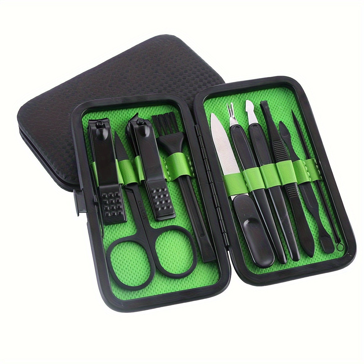 Manicure Set Nail Clipper Set Built-in Nail File Men's And Women's Personal Care Portable Travel Household 7-Piece Set Black Nail Scissors Grooming Tools Kit