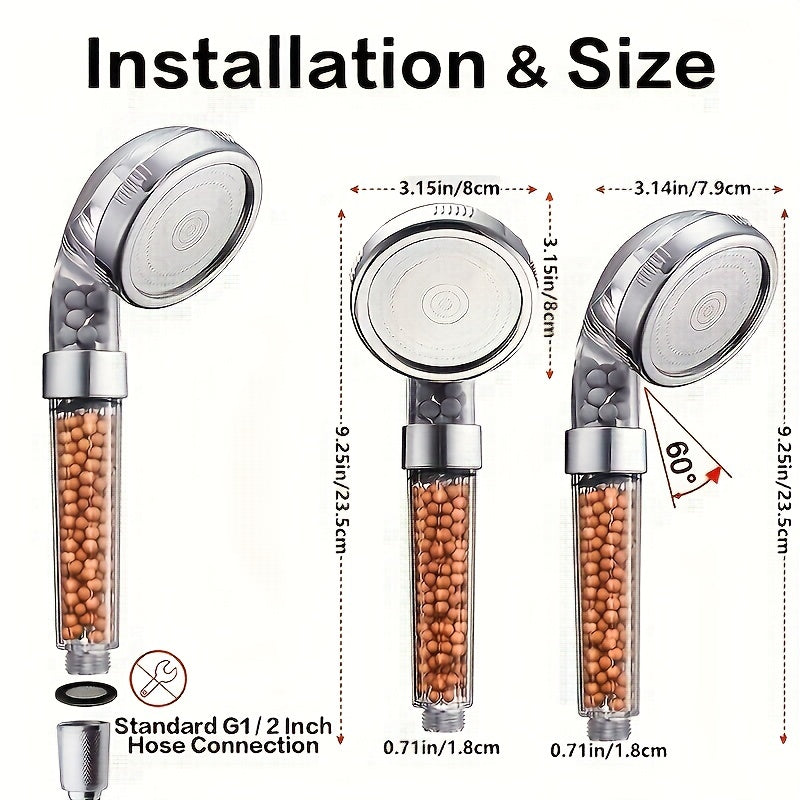 1pc Shower Head, Filter Filtration High Pressure Water Saving Spray Handheld Showerheads for Dry Skin & Hair