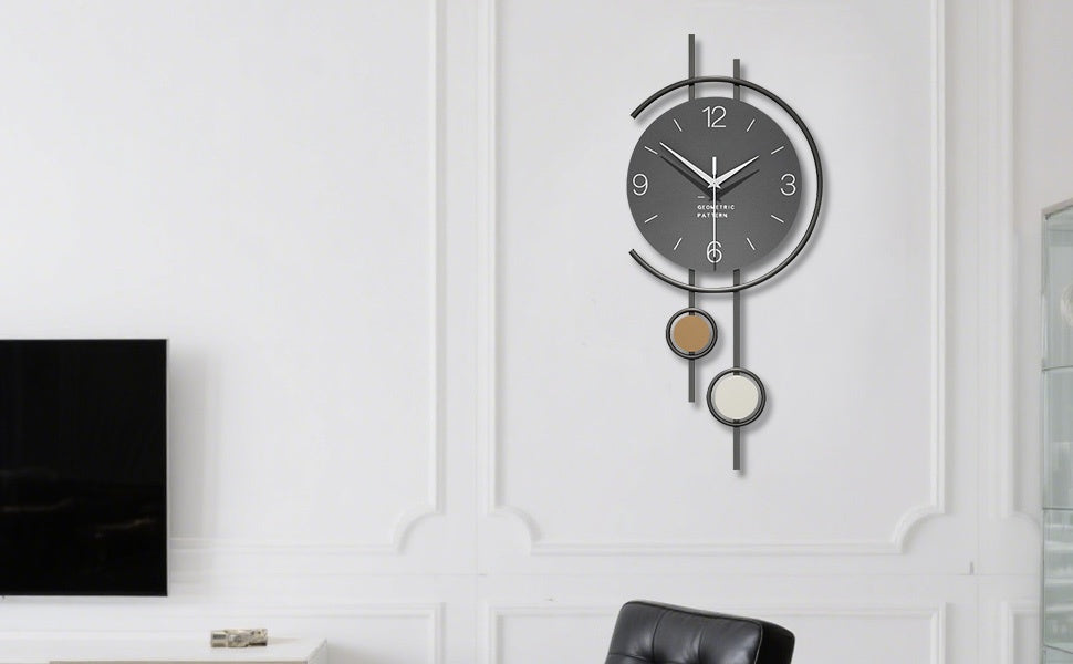 TOHOOYO Modern Minimalist Wall Clock - Silent Non-Ticking, Large Easy-to-Read Numbers, Battery-Powered (AA Not Included) - Elegant Home Decor for Living Room, Dining Room, Office - Contemporary Scandinavian Decor - Durable Ir