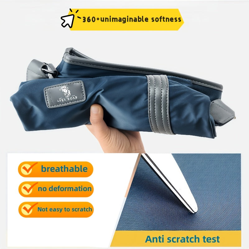 Men's Crossbody Laptop Bag with Tablet Pocket - Heavy-Duty Convertible Messenger Bag, Adjustable Strap & Zippered Compartments, Golden-Tone Hardware - Compatible with 38.1cm Laptop/ Tablet - Navy Blue for Travel, Work, School