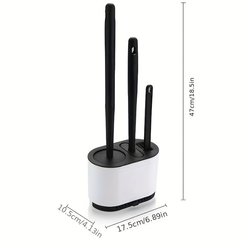 1pc No-Slip Silicone Toilet Brush Set with Long Handle and Soft Bristles for Easy and Quick Cleaning