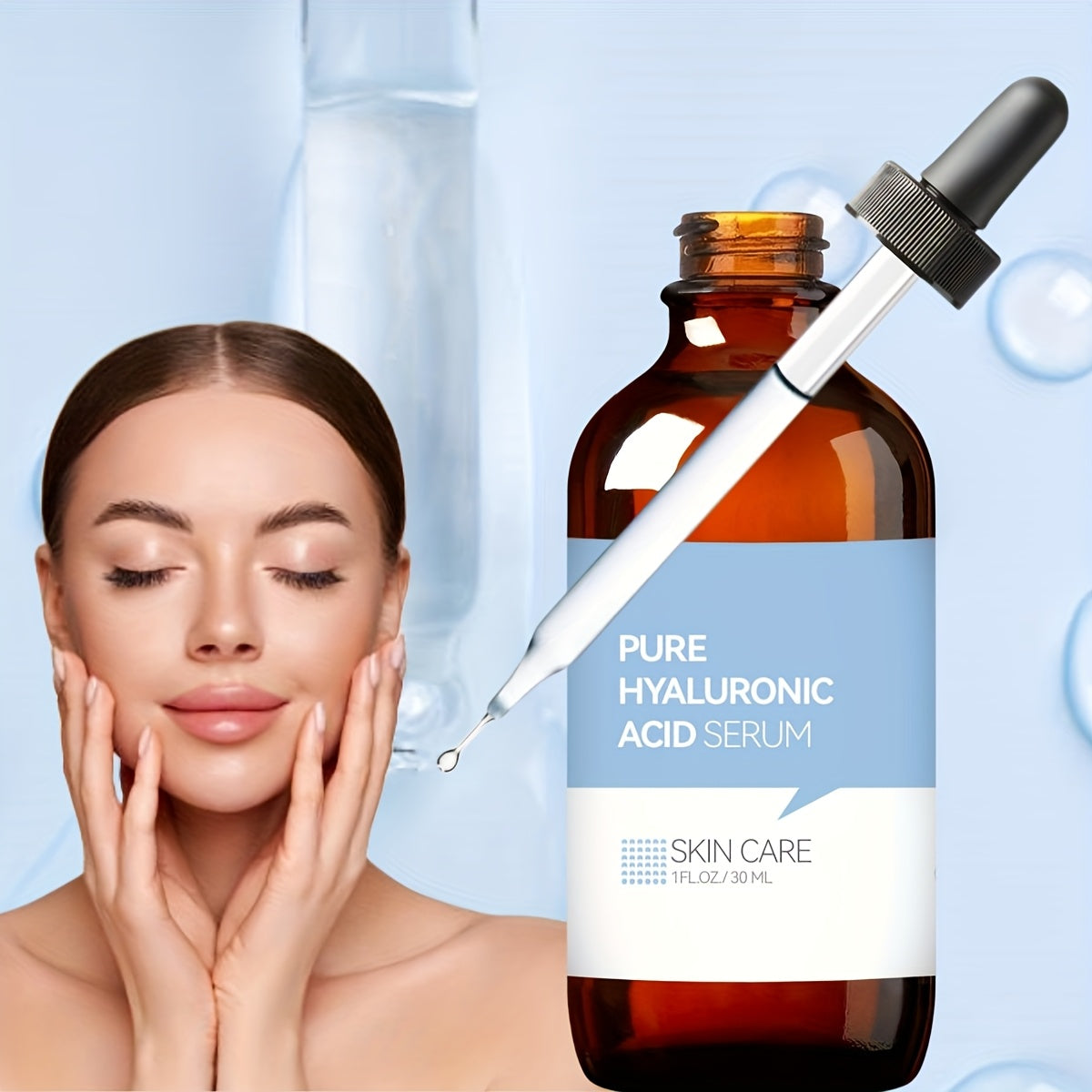 Pure Hyaluronic Acid Serum - With Plant Squalene Intense Hydration Skin Care Solution - 1 FL. OZ. (30 ML) For Youthful, Radiant Skin