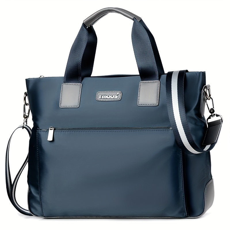 TMOOS Men'S Lightweight Oxford Business Casual Tote Bag - Large Capacity Multi-Compartment, Adjustable Shoulder Strap, Durable & Stylish for Work, Travel, and Everyday Use, Travel Tote Bag, Professional Appearance, Secure Zip