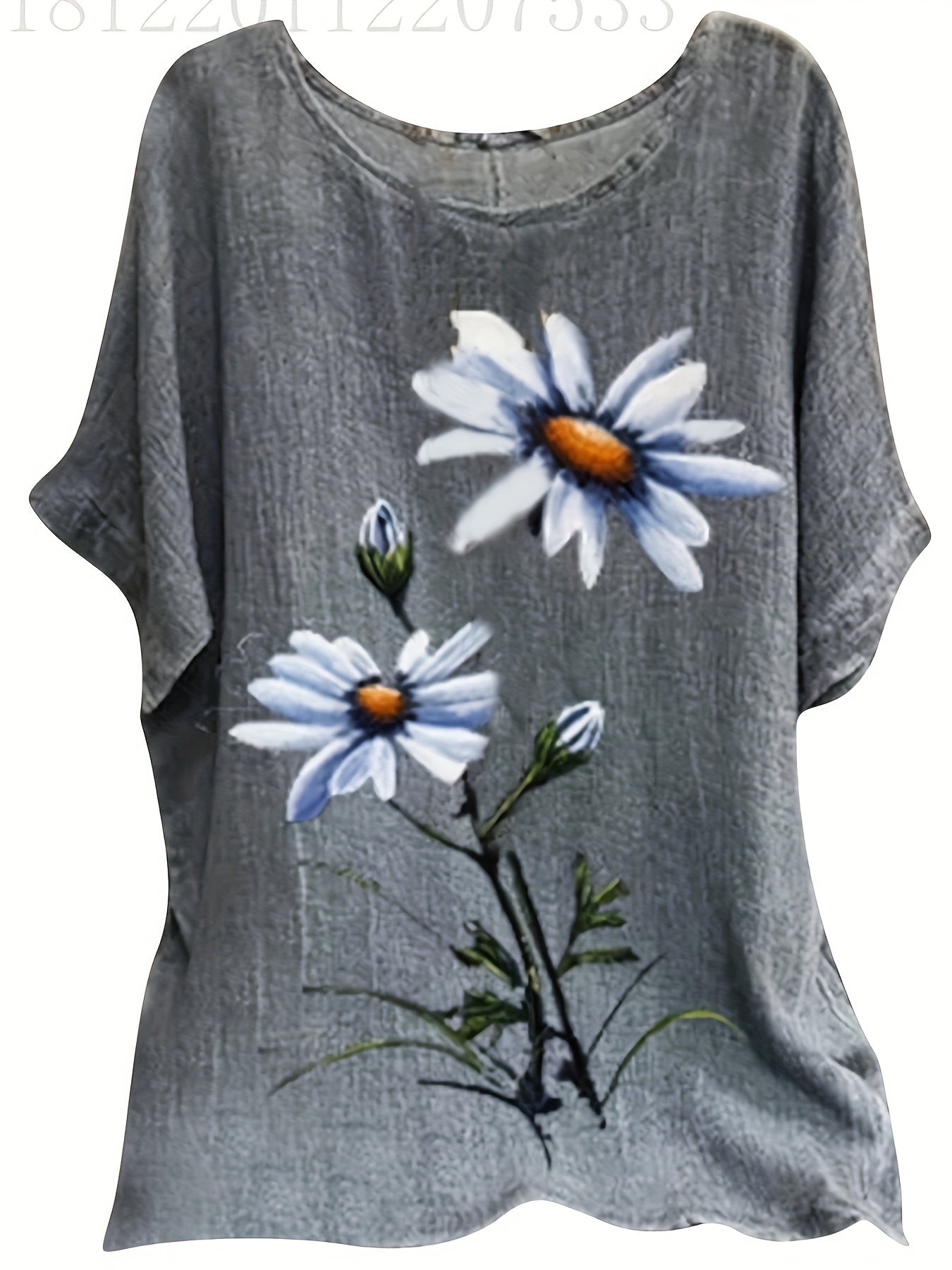 Floral Print Crew Neck Blouse, Casual Short Sleeve Blouse For Spring & Summer, Women's Clothing