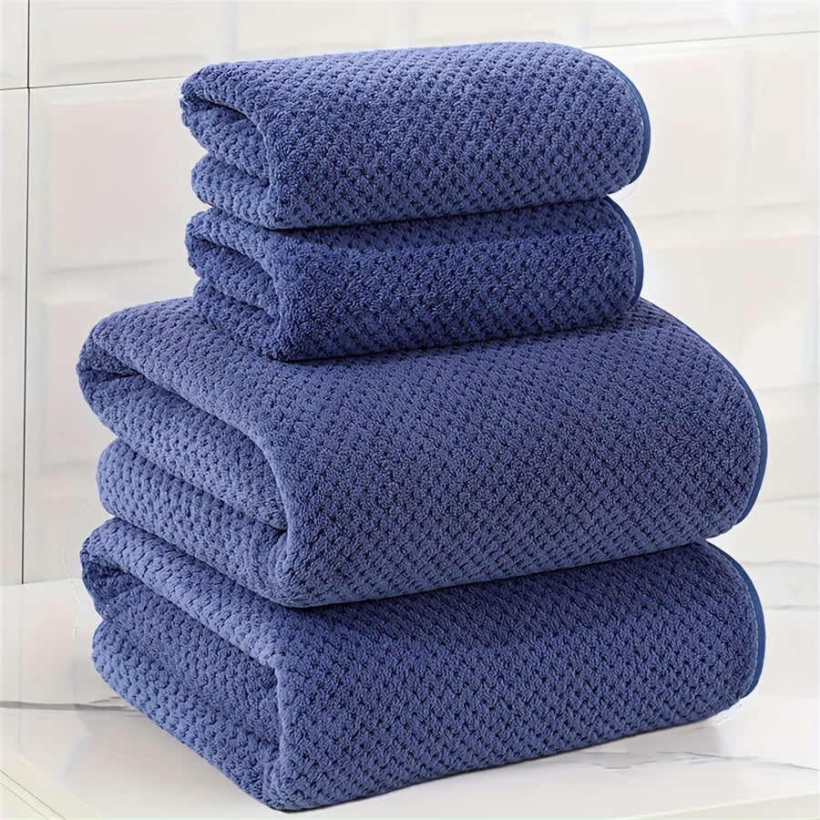 4pcs Luxury Pineapple Mesh Towel Set - Super Absorbent, Quick-Drying, Ultra-Soft, and Beige-Friendly Home Bath Towels - Ideal Bathroom Essentials with Fabric Weave,  Soft Texture, Ultrasoft Material, Skinfriendly Towel, Spa L