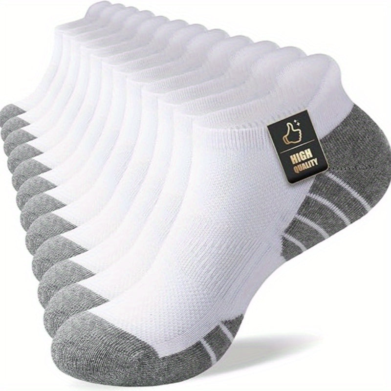 10 Pairs of Men'S Low-Cut Comfortable Cushioned Casual Socks