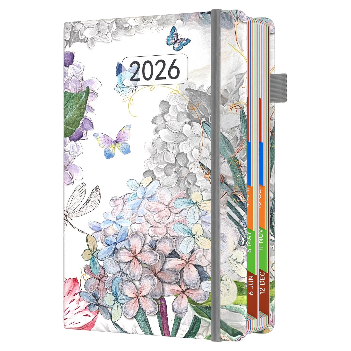 1pc Dzhzal Elegant Floral - Planner with Monthly View, Daily Organizer, Banded Elastic Closure, Pen Loop, Inner Pocket - Compact A5 Notebook (14.48x21.08cm) for Professionals, Students, Personal & Office Use - Perfect Gift Id