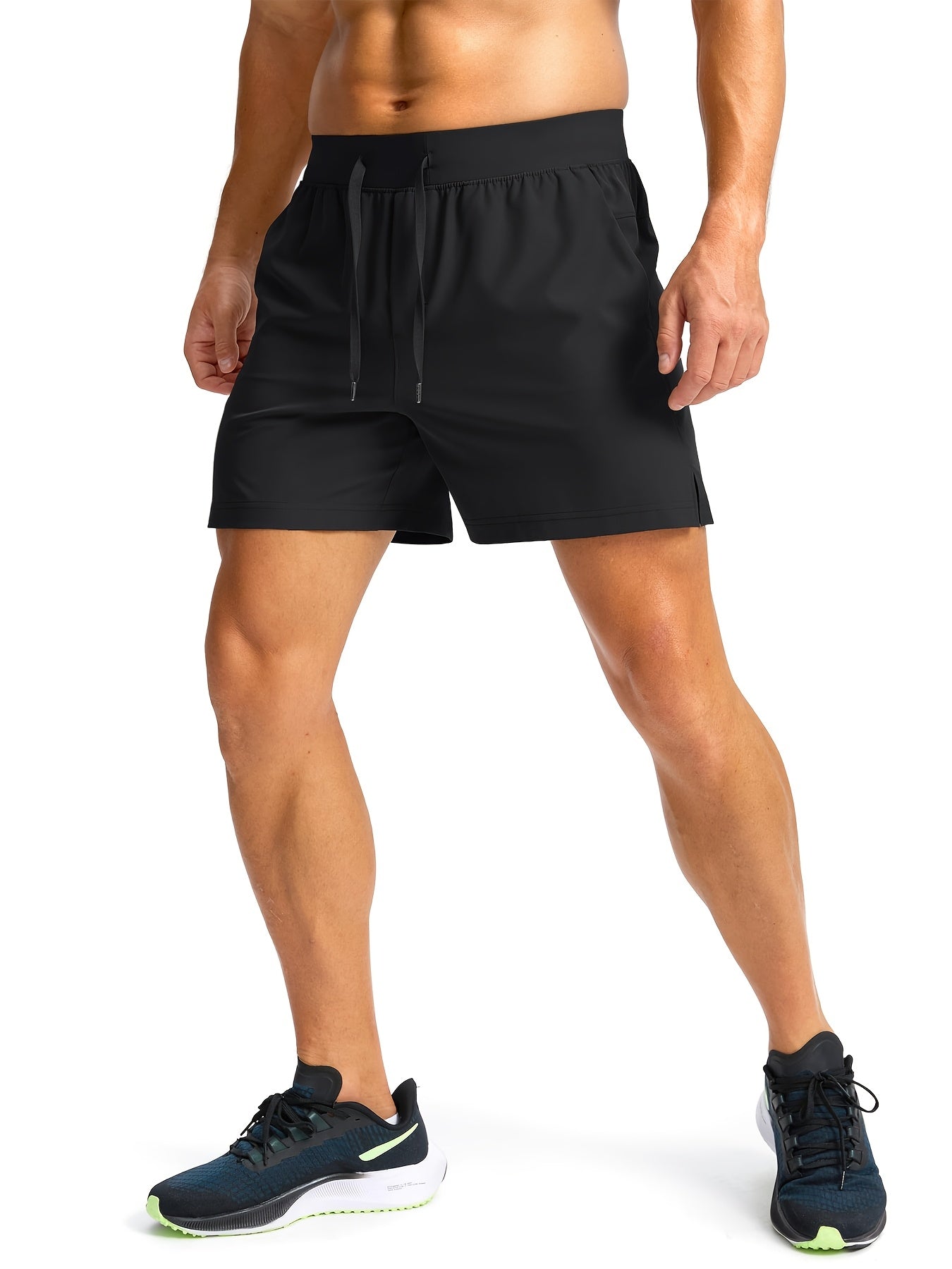 Men'S Light Gray Running Shorts with Zipper Pockets - Adjustable Drawstring, Quick-Dry Athletic & Casual Shorts for Gym, Training, Hiking, and Everyday Wear