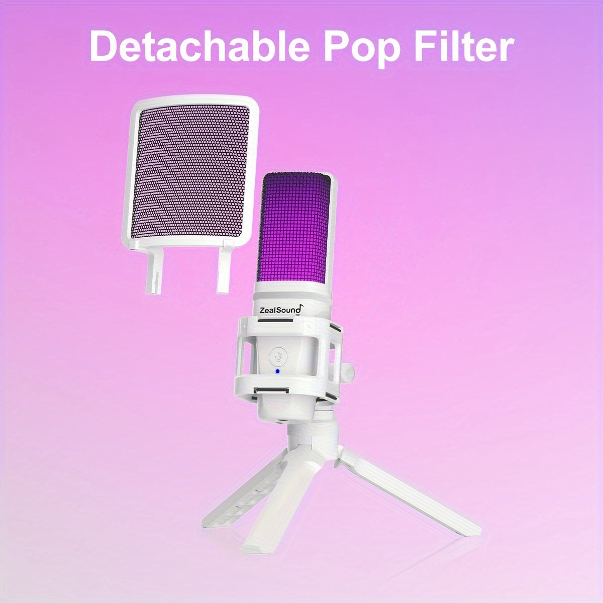 ZealSound Professional USB Gaming Microphone Kit, Podcast Condenser Mic with Boom Arm and RGB Light, Plug&Play Microphones for Streaming, PC, Computer Eid Al-Adha Mubarak