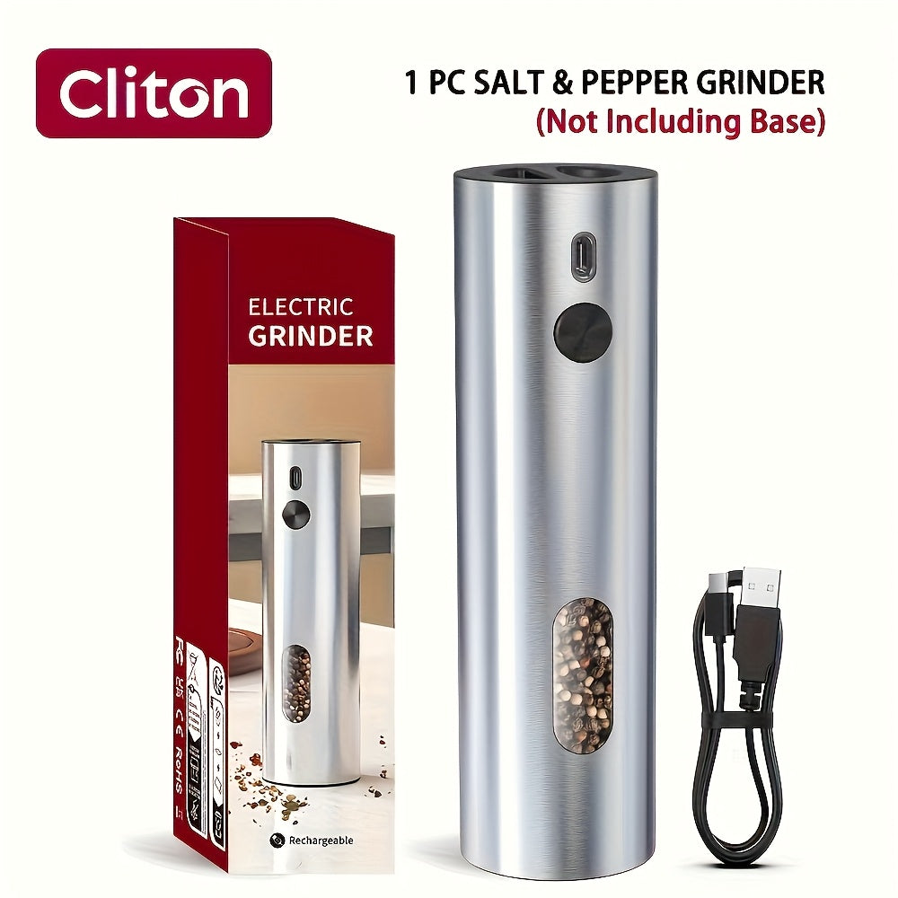 1pc or 2pcs Rechargeable Electric Salt & Pepper Grinder with LED Light - Automatic Salt & Pepper Mills, USB Charging, Adjustable Coarseness, 110ml Large Capacity, Ideal for Kitchen & Dining Use, Kitchen Spice Mill | Modern Ki