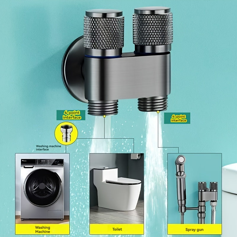 A Handheld Bathroom Cleaning Kit Equipped With A Dual-mode Spray Gun And Extendable Hose, With A Diverter And Wall Bracket, Used For Toilet Flushing, Multifunctional Bathroom Spraying, And One In Two Out Control Valve