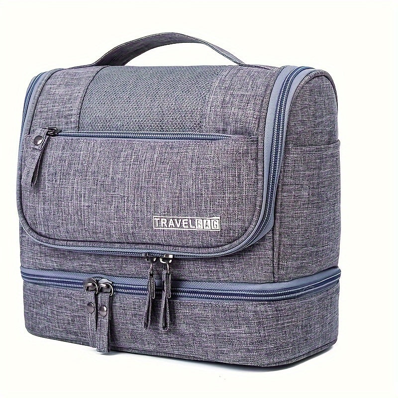 Multi-Functional Travel Organizer with Top Zipper Closure & Hanging Loop - Heavy-Duty High Quality Folding Toiletry & Cosmetic Case with Multiple Compartments, Golden-Tone Hardware, Durable Fabric Construction - Ideal for Bus