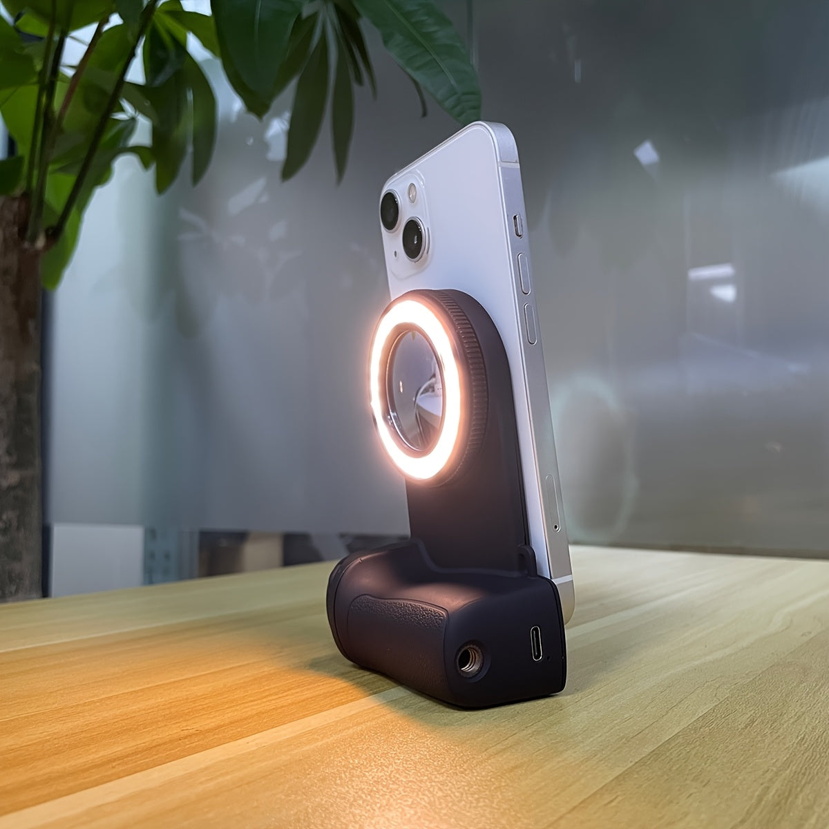 Suporte Magnético para Telemóvel com Luz LED Ajustável
