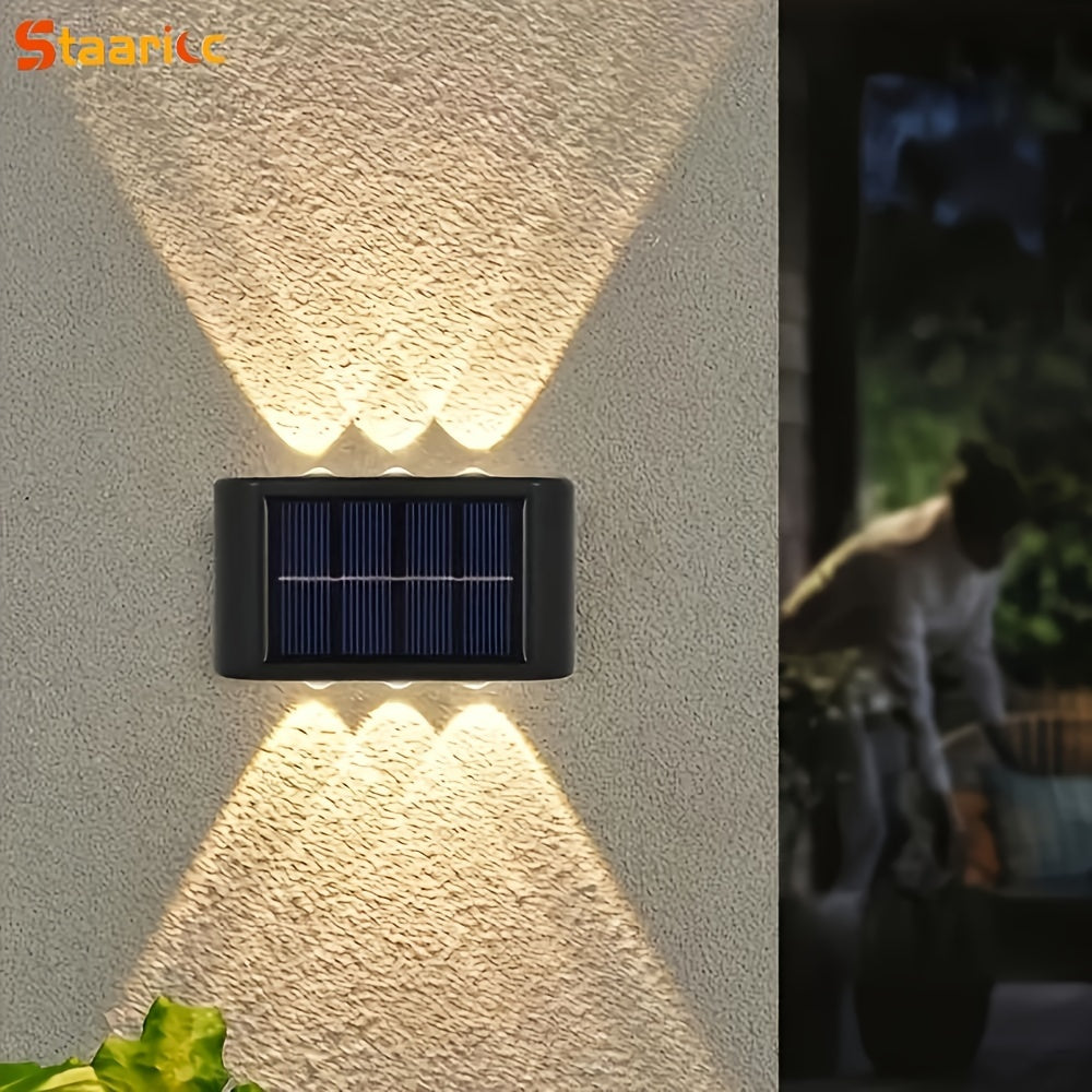 Staaricc 6/ 4/ 2pcs Solar Wall Light, Outdoor 6 LED Deck Lights, Wall Light, For Courtyard, Street, Fence, Garage, Garden Perfect Decoration