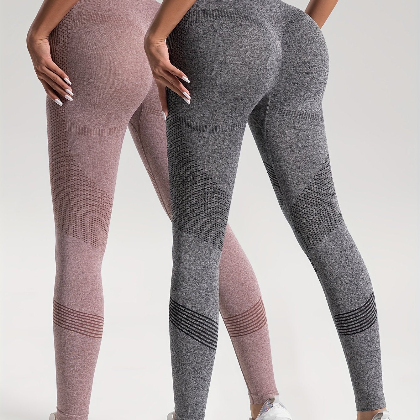 2pcs Solid Color High-Stretch Fitness Yoga Sports Leggings, Soft Breathable Yoga Tight Pants, Women's Activewear