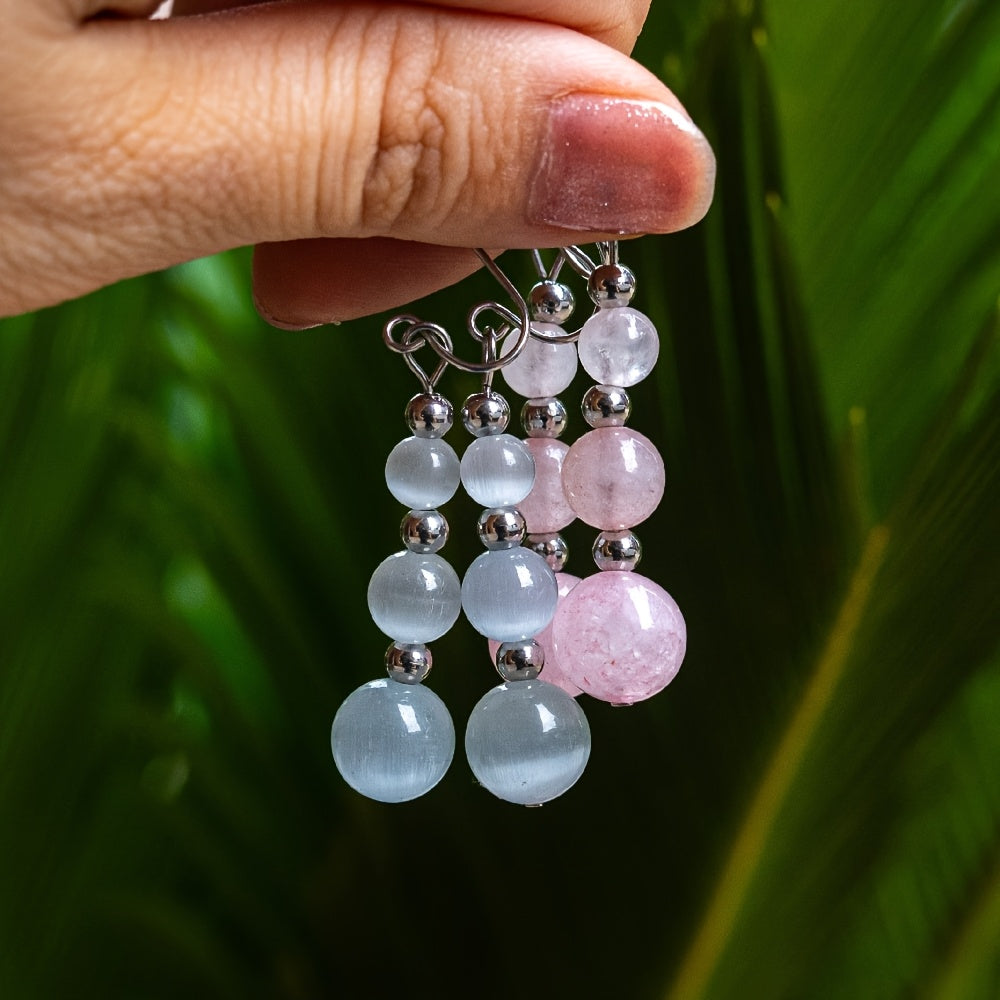 1Pair Handmade Natural Stone Earrings,Tiger Eye Bead Earrings,Aventurine Earrings,Carnelian Earrings for Women in Bohemian Style, Valentine's Day Gift