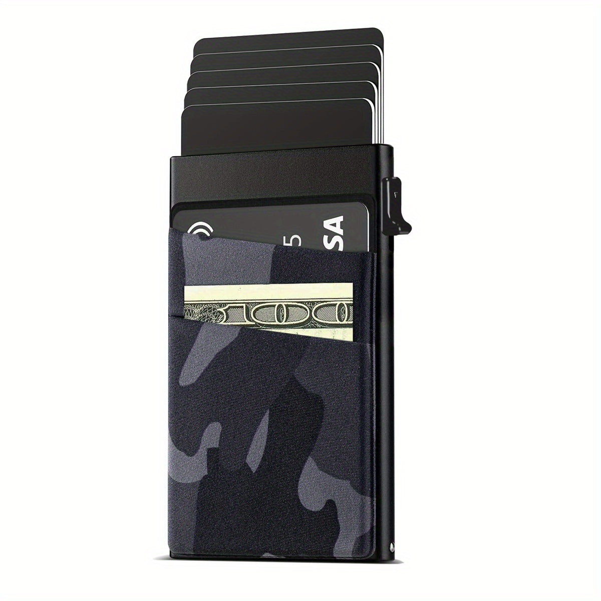Simple RFID Blocking Aluminum Alloy Credit Card Holder with Money Bag for Men