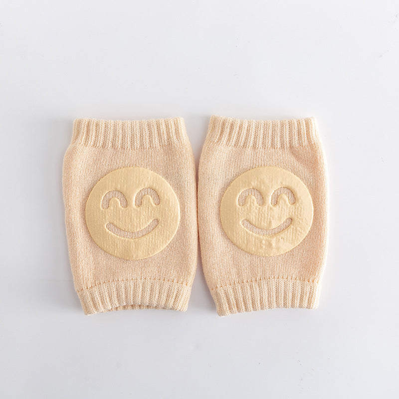 A Pair Four Seasons Fur Ring Baby Leg Protector, Elbow Toddler Crawling Baby Smiley Face Knee Brace Non-slip Socks, Adjustable Elastic Neutral, For Crawling 0-36 Months Of The Baby Girls Boys