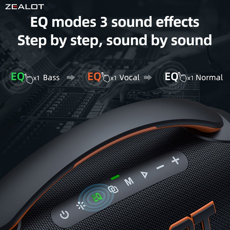 ZEALOT 60W Subwoofer Speaker, Wireless Speaker with Handle, 8000mAh Battery, Easy to Carry, RGB Lights, EQ Mode, TWS Pairing, Booming Bass. IPX5 High Quality, Great for Parties And Gatherings. for Home, Car, Camping-ZEALOT P1