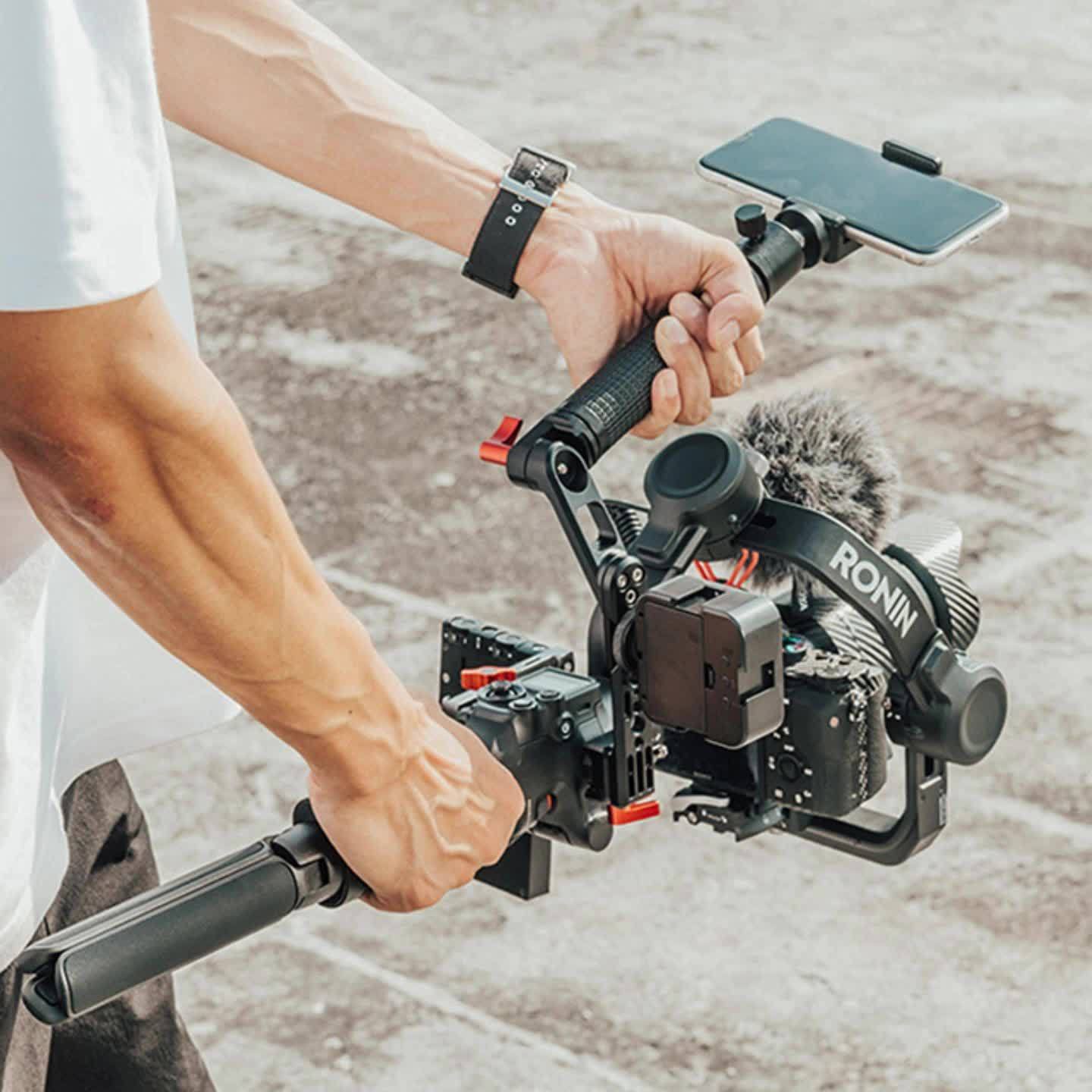 MINIFOCUS Handheld Gimbal Stabilizer Grip with NATO Clamp, Aluminum Alloy Camera Accessory, Expandable Multi-Function Mount, Adjustable Angle for DJI RS4/RS4 PRO/Ronin RS3 Mini/RS3/RS3 Pro/RS 2/RSC2 Gimbal Handle