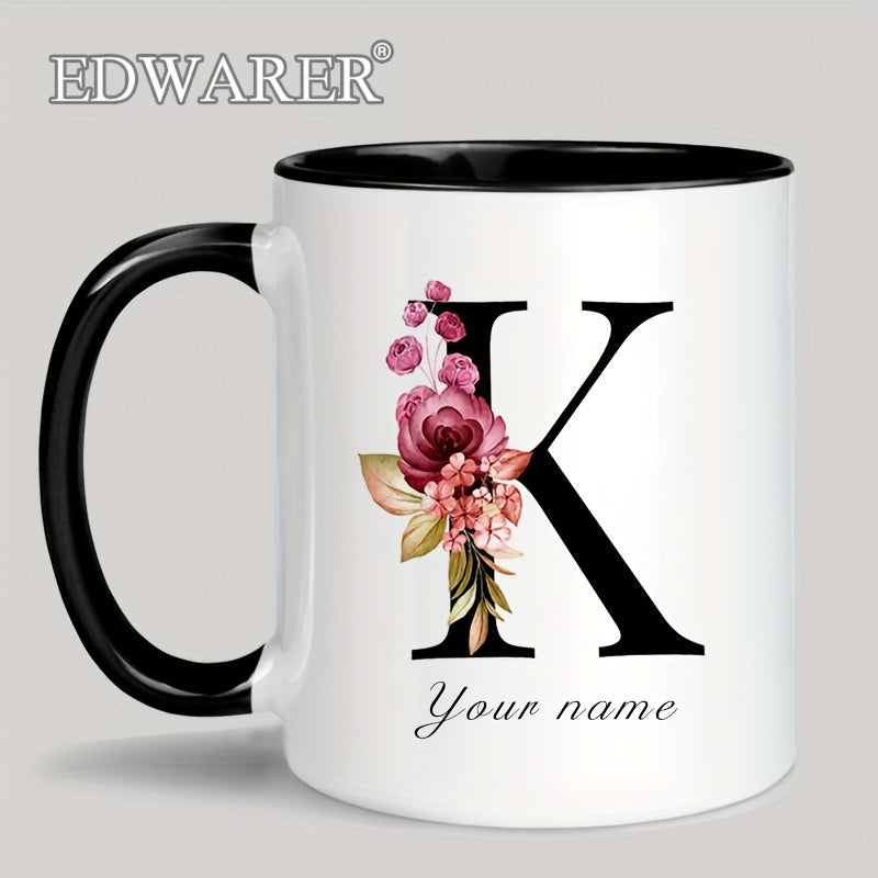 1pc A-Z Letter Custom Personalized Coffee Mug, Water Cup, Photo Text Ceramic Mug 11oz, Graduation Appreciation Thank You Holiday Birthday Gifts, Valentine's Day, Christmas, Birthday, Anniversary Mug Gift, Drinkware For Restau