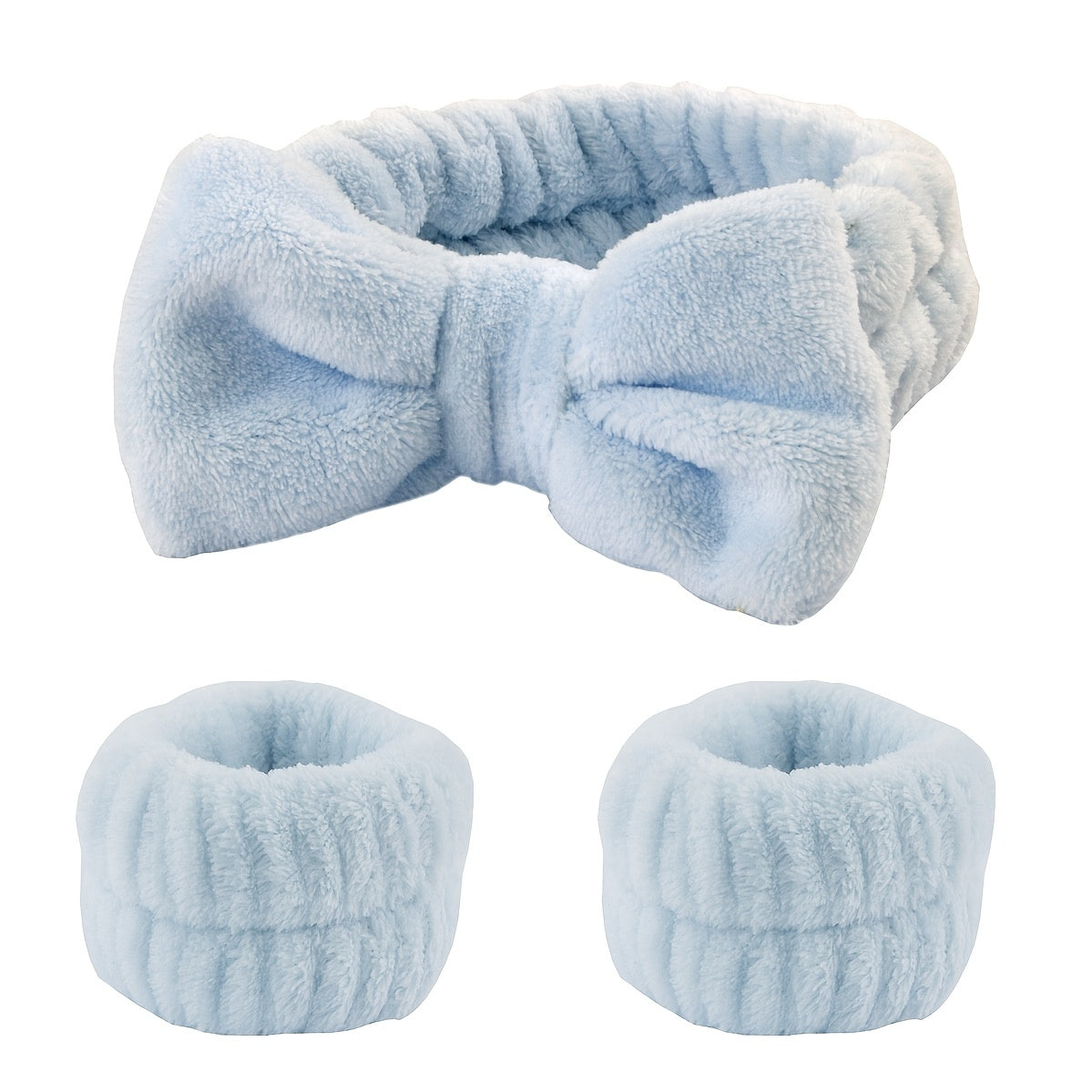 1pc/3pcs Cute Bow Hair Band And Wristband Set, Women Spa Headband For Washing Face, Makeup Hair Band, Skincare Headbands