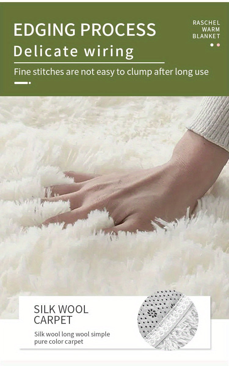 1pc Ultra Soft Plush Rug, White Large Area Rug, Non-slip Fluffy Shaggy Rug, Waterproof Shaggy Throw Rugs For Living Room Bedroom Nursery Room, Game Room Dormitory Carpet, Teenage Room Decoration, Room Decor