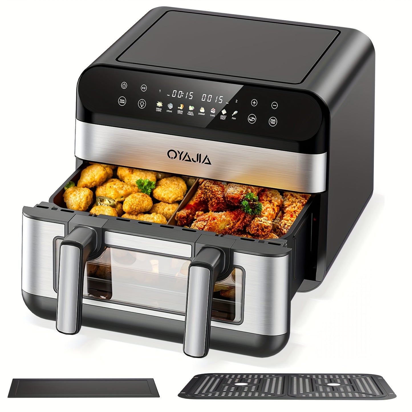 10/11L Air Fryer With Dual Flexi Baskets, Digital Touchscreen, 8 Cooking Modes, Adjustable Temperature, Viewing Window, Dishwasher-Safe, And Healthy Cooking Technology For Families And Meal Prep0/