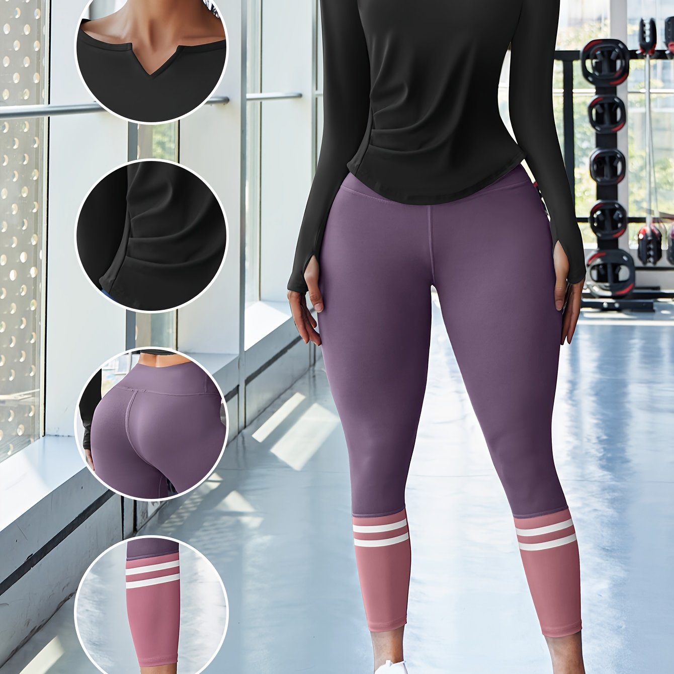 EU two piece polyester fabric nude yoga suit seamless elastic high waist and hip lifting fitness set running and cycling clothing