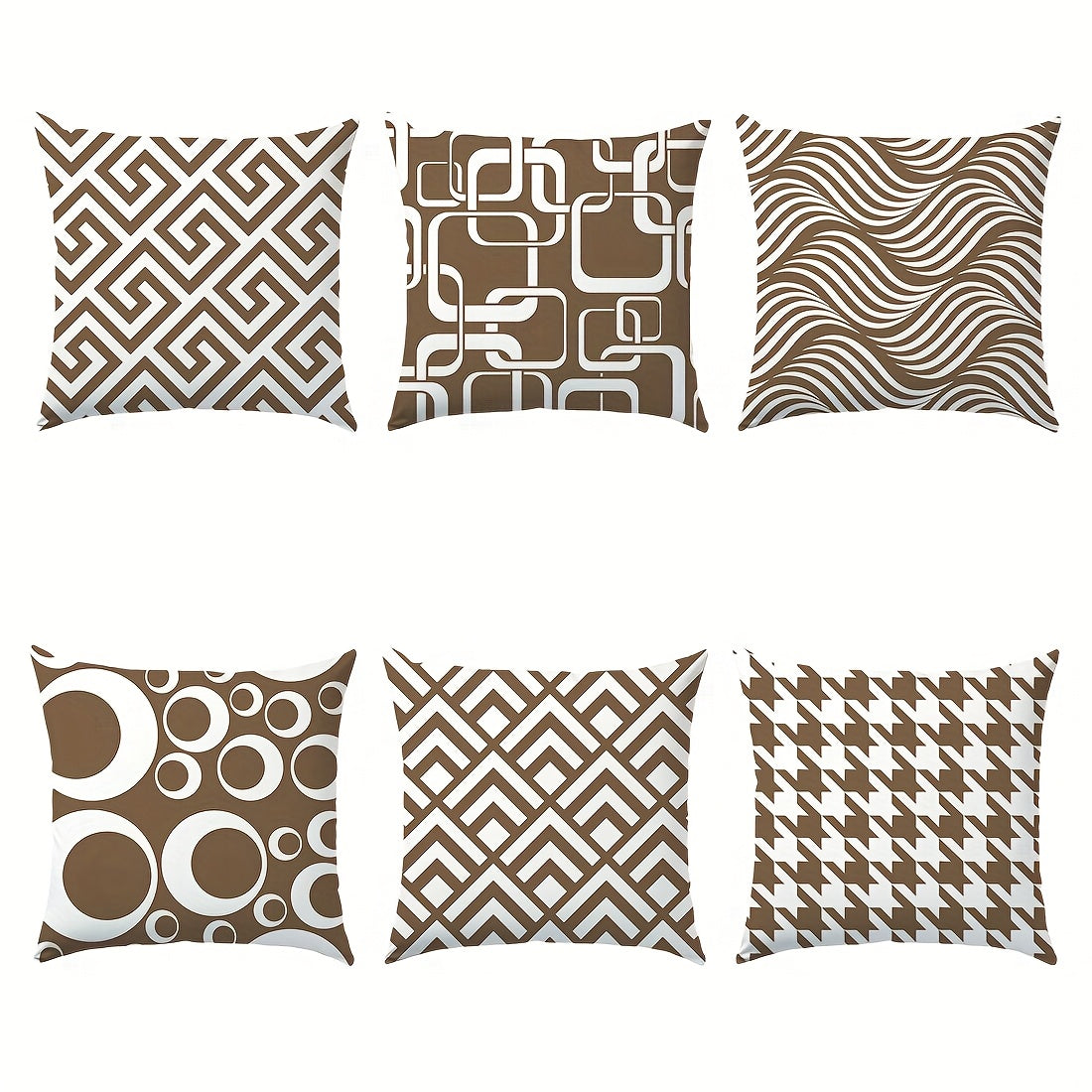 6pcs, single-sided printed pillowcase, geometric leaf illustration green pillow cover set of six pieces, 44.96 * 44.96cm., home decoration pillow case suitable for living room sofa and bedroom, without filling