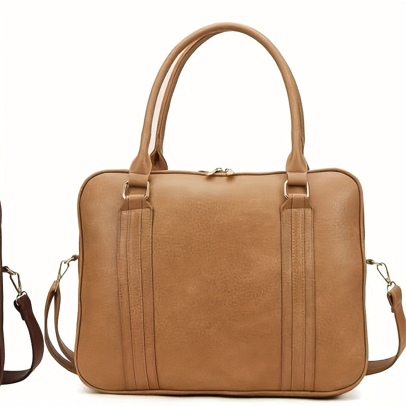 Vintage-Style Large Capacity Laptop Bag for Men & Women - Adjustable Crossbody Shoulder Bag with Detachable Strap, 3 Compartments, Tablet Pocket, Lightweight Durable Design for Office, Commuting & Travel, Laptop Carrying Case