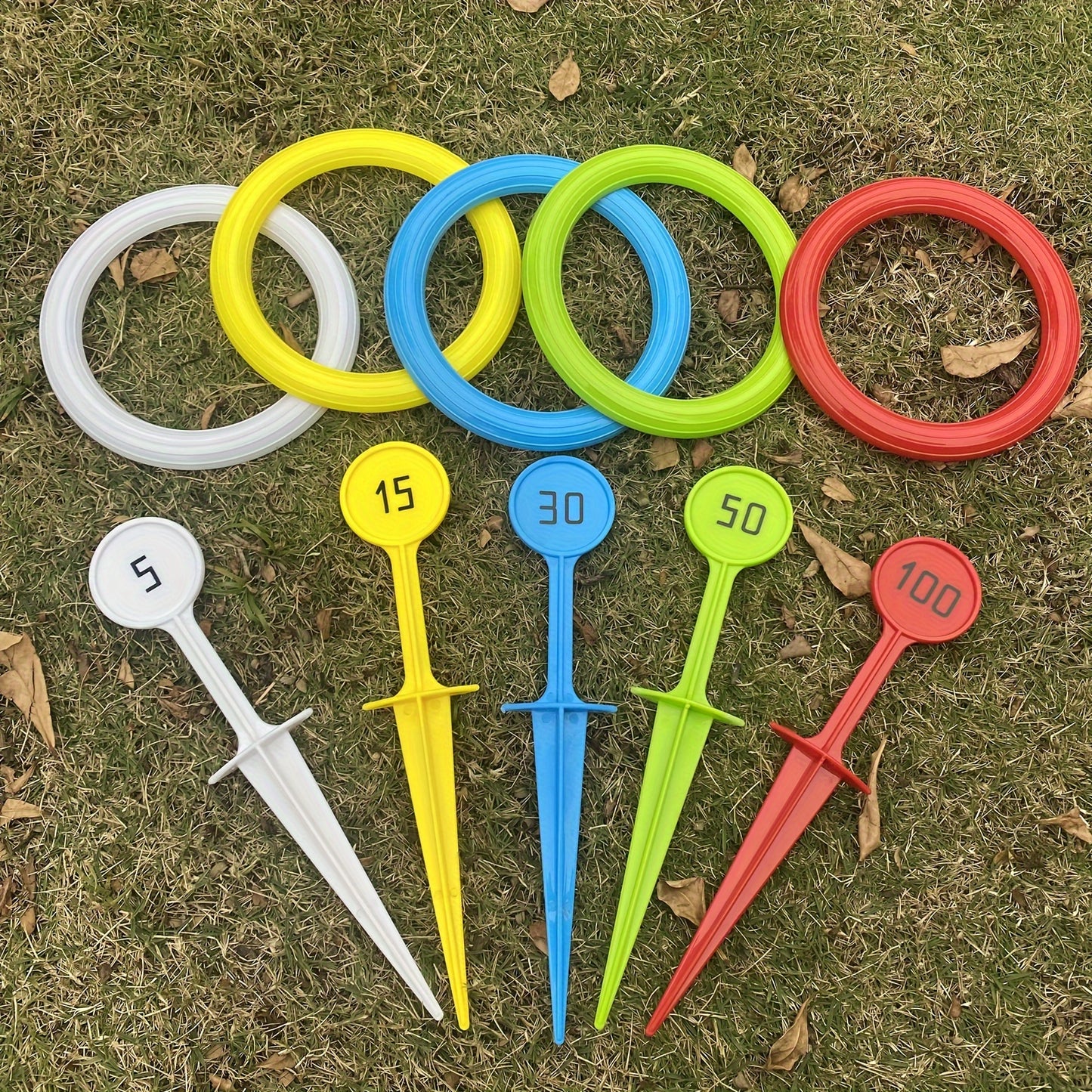 Colorful Rainbow Ring Toss Game Set for Youngsters & Adults - Durable PP Outdoor Fun for Beach, Garden, Lawn & Backyard - Ideal Christmas, Halloween, Thanksgiving Gift