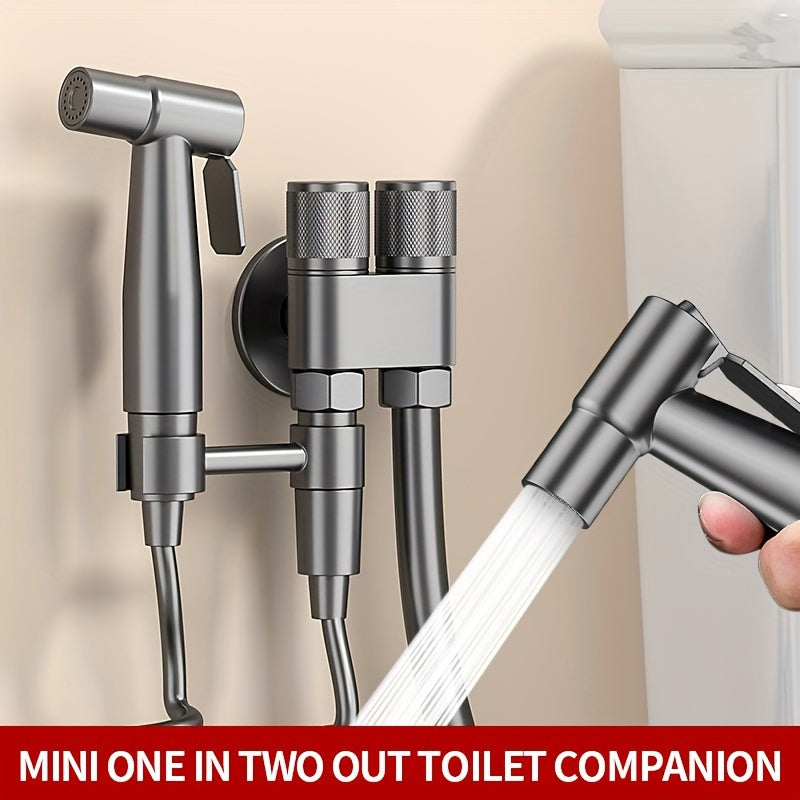 1pc Stainless Steel Handheld Bidet Sprayer - Powerful, Non-Electric Bathroom Cleaning Nozzle with Extendable Hose for Toilet Flushing & Personal Hygiene