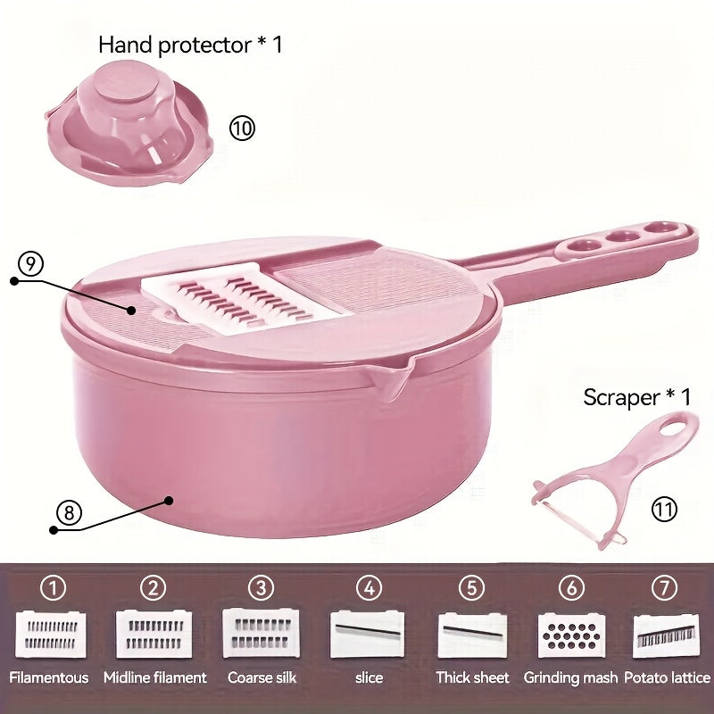 12-In-1 Multi-Functional Vegetable Chopper Carrots Potatoes Manually Cut Shred Slicer Radish Grater Kitchen Tools Vegetable Cutter For Hotel/Commercial