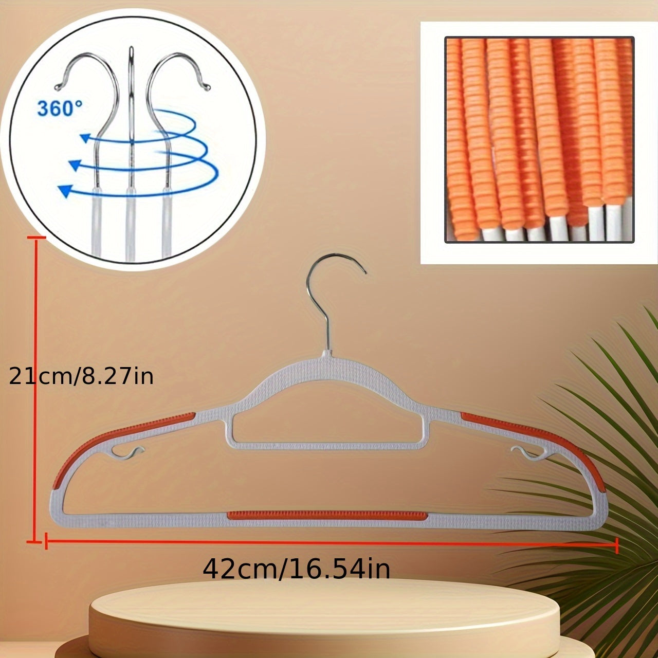 LDQ- 40pcs Set Non-slip Plastic Hangers + Stainless Steel Clips, Strong and Durable, 360° Heavy-Duty Rotating Hook Hanger, Four Seasons Home Clothes Drying and Storage and Organization, Suitable for Bedroom, Bathroom, Hom, R