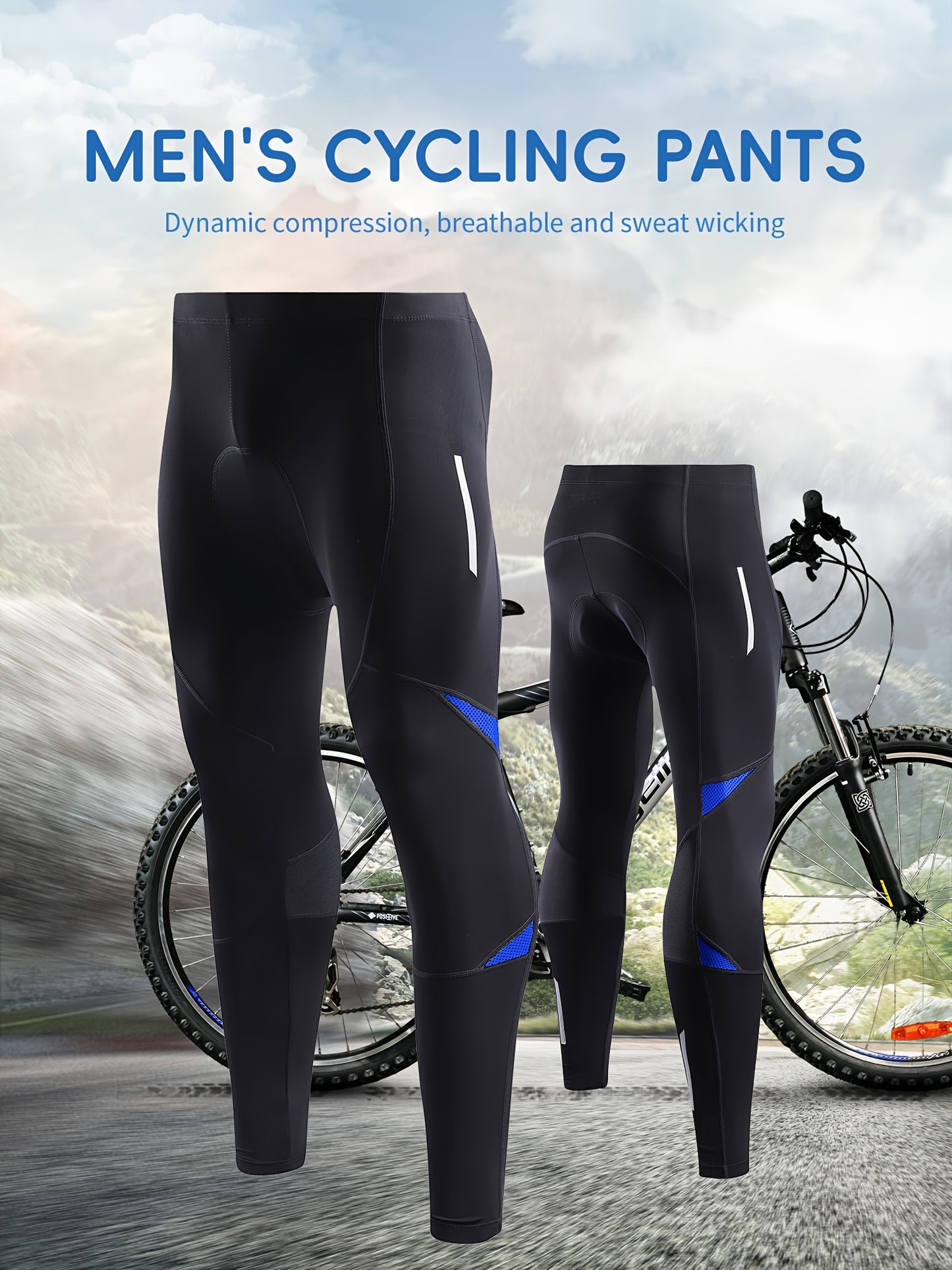 Quick Dry Men's Cycling Pants With Padded Seat - Stretchy Bike Leggings For Comfortable Riding
